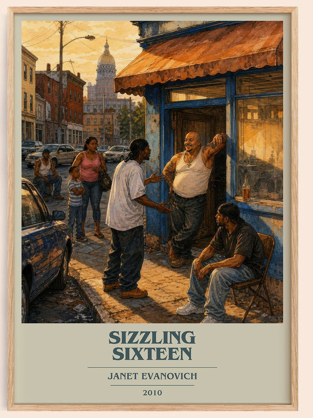 Sizzling Sixteen Book Cover Poster by Janet Evanovich
