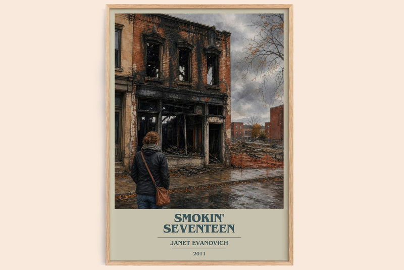 Smokin' Seventeen book cover book poster by Janet Evanovich – framed literary art print