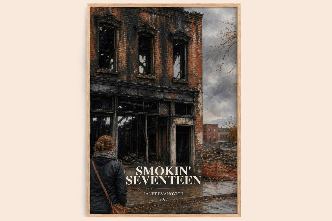 Smokin' Seventeen watercolour book poster by Janet Evanovich – framed literary art print