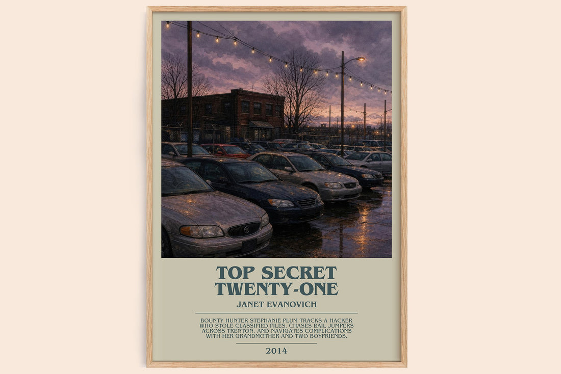 Top Secret Twenty-One bookish book poster by Janet Evanovich – framed literary art print