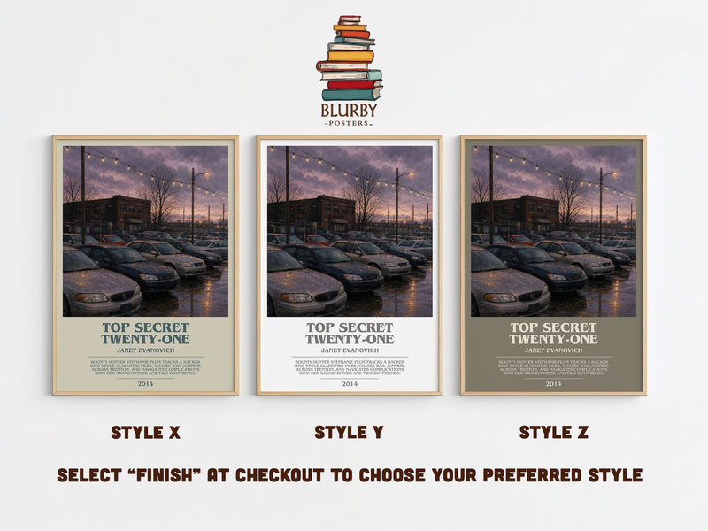 Top Secret Twenty-One bookish print in frame leaning in hallway – mystery wall art