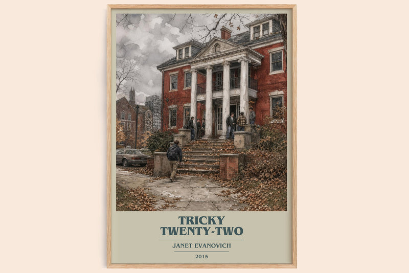 Tricky Twenty-Two book cover book poster by Janet Evanovich – framed literary art print