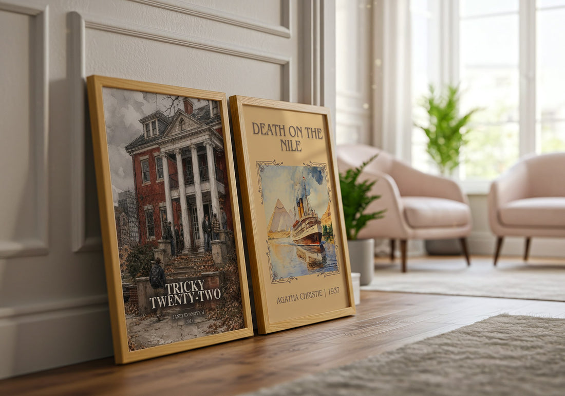 Tricky Twenty-Two watercolour print framed by window – literary home decor