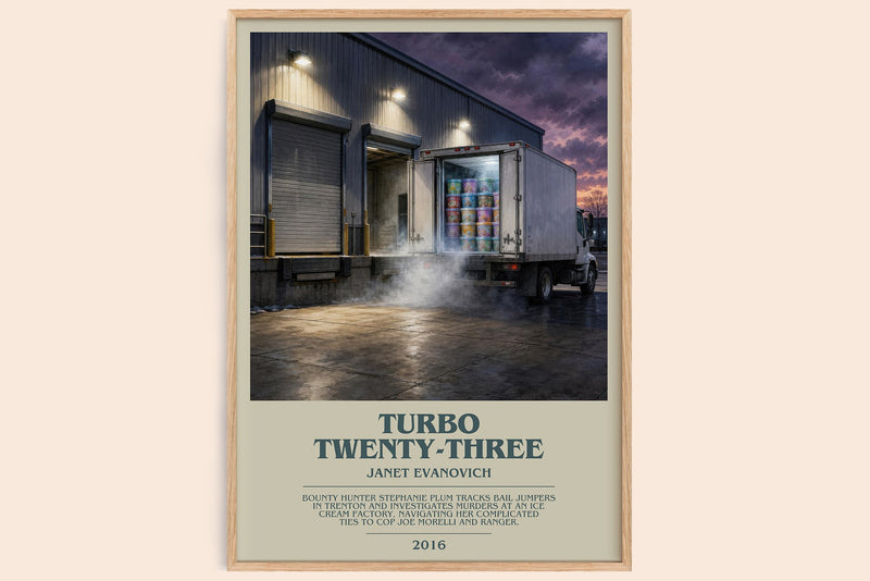 Turbo Twenty-Three bookish book poster by Janet Evanovich – framed literary art print