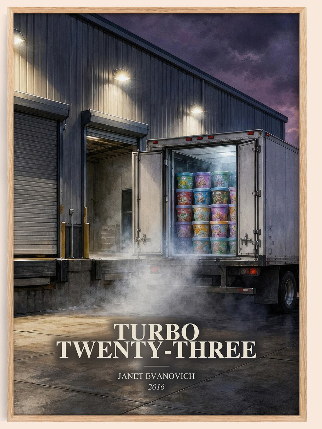 Turbo Twenty-Three watercolour book poster by Janet Evanovich – framed literary art print