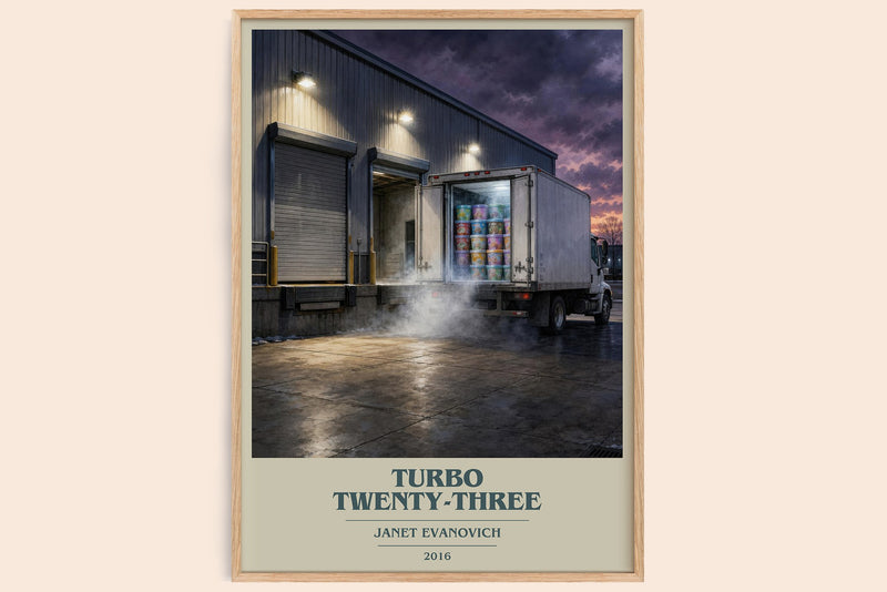 Turbo Twenty-Three book cover book poster by Janet Evanovich – framed literary art print