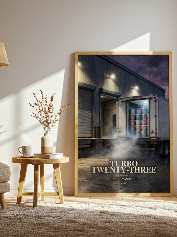 Turbo Twenty-Three watercolour print in frame leaning in hallway – mystery wall art