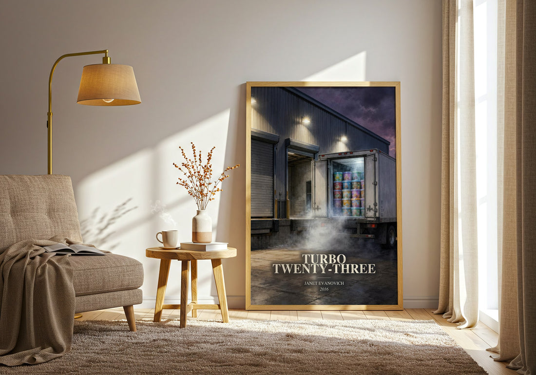 Turbo Twenty-Three watercolour print in frame leaning in hallway – mystery wall art (mockup)
