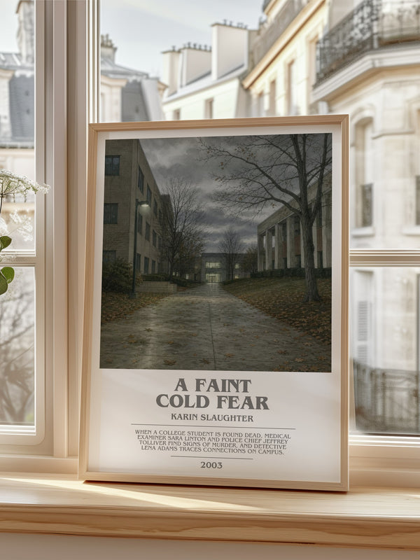 A Faint Cold Fear Bookish Wall Art by Karin Slaughter – framed print by a bright window