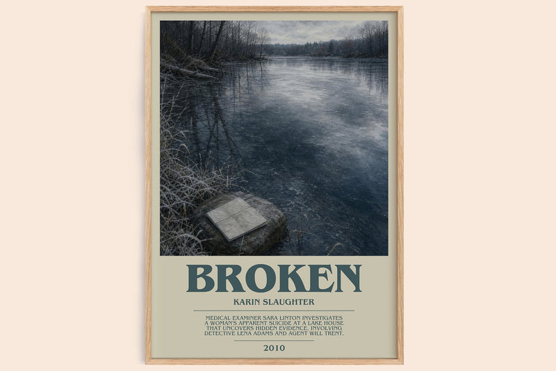 Broken bookish book poster by Karin Slaughter – framed literary art print
