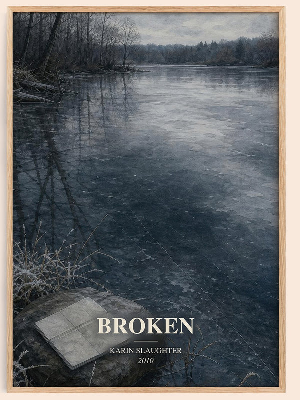 Broken watercolour book poster by Karin Slaughter – framed literary art print