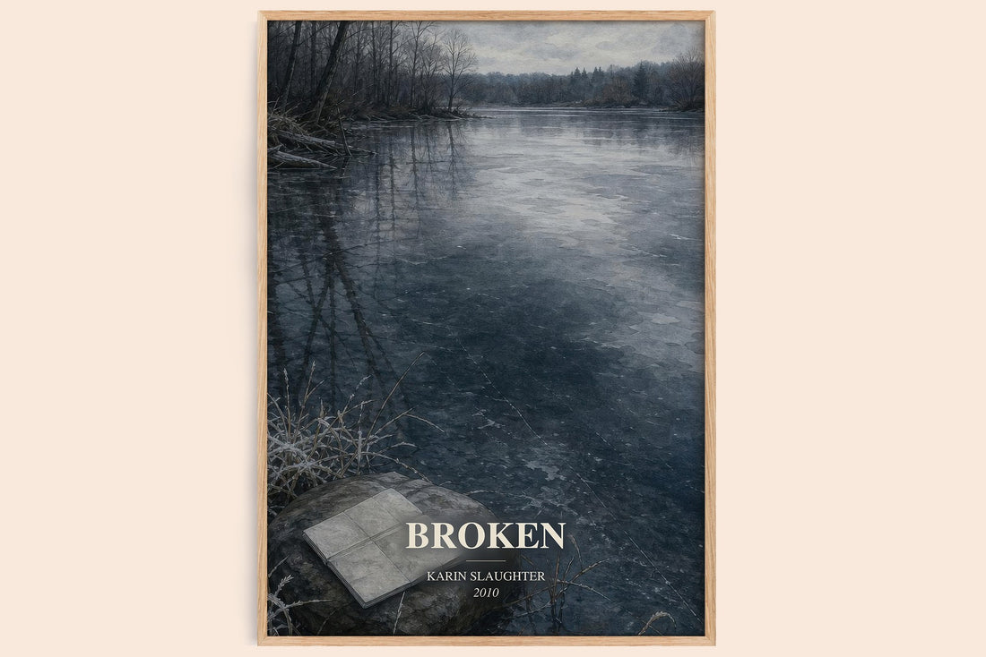 Broken watercolour book poster by Karin Slaughter – framed literary art print