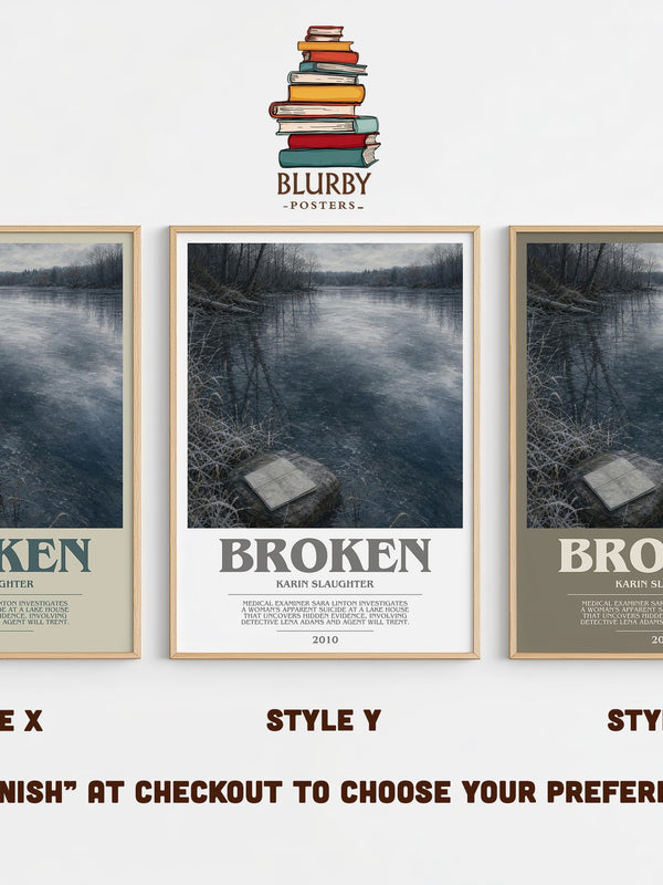 Broken bookish print in frame leaning in hallway – crime wall art