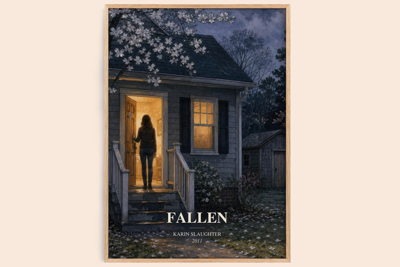 Fallen watercolour book poster by Karin Slaughter – framed literary art print