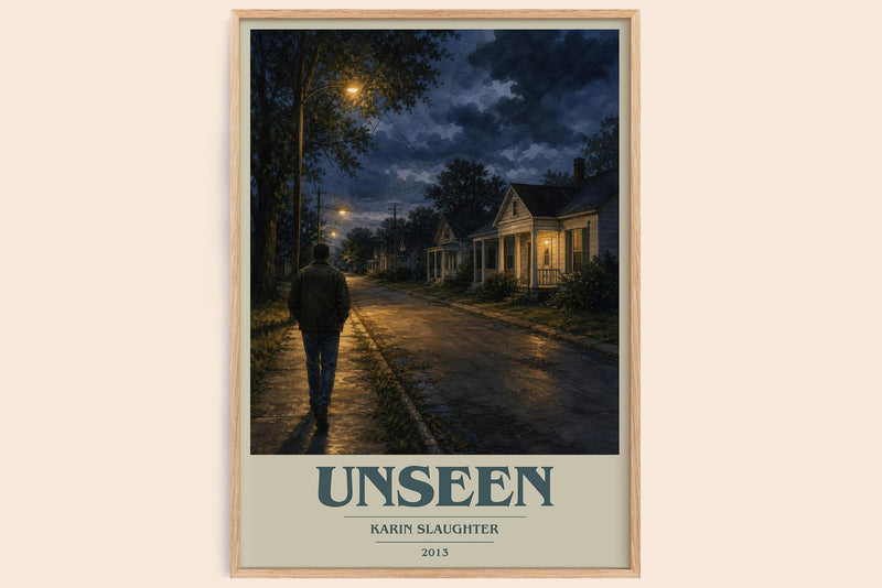 Unseen book cover book poster by Karin Slaughter – framed literary art print