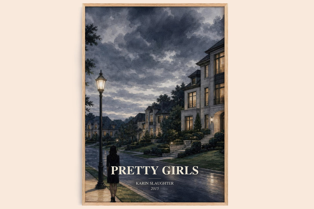 Pretty Girls watercolour book poster by Karin Slaughter – framed literary art print