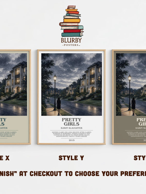 Pretty Girls bookish print in frame leaning in hallway – thriller wall art