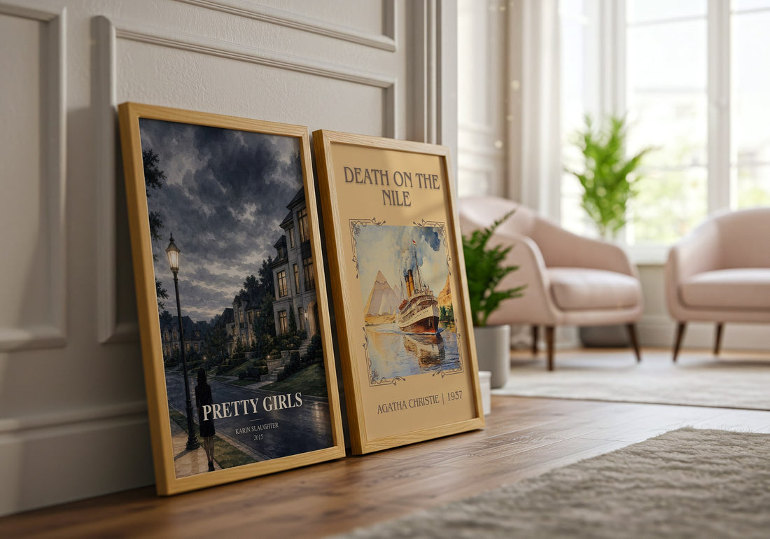 Pretty Girls watercolour print framed by window – literary home decor