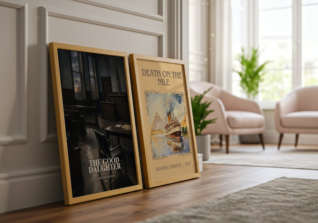 The Good Daughter watercolour print framed by window – literary home decor