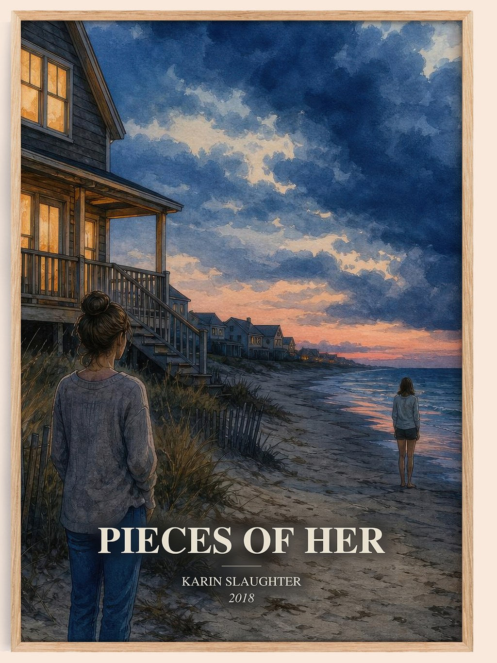 Pieces of Her watercolour book poster by Karin Slaughter – framed literary art print