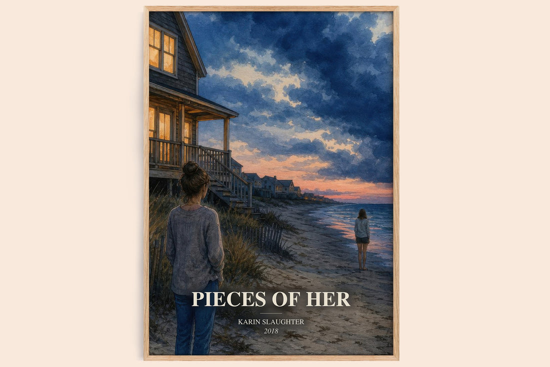 Pieces of Her watercolour book poster by Karin Slaughter – framed literary art print