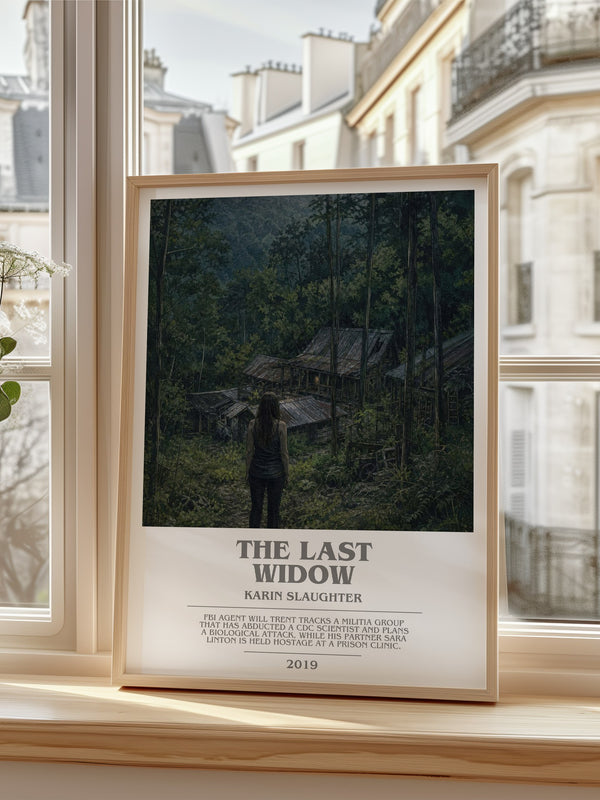 The Last Widow Bookish Wall Art by Karin Slaughter – framed print by a bright window
