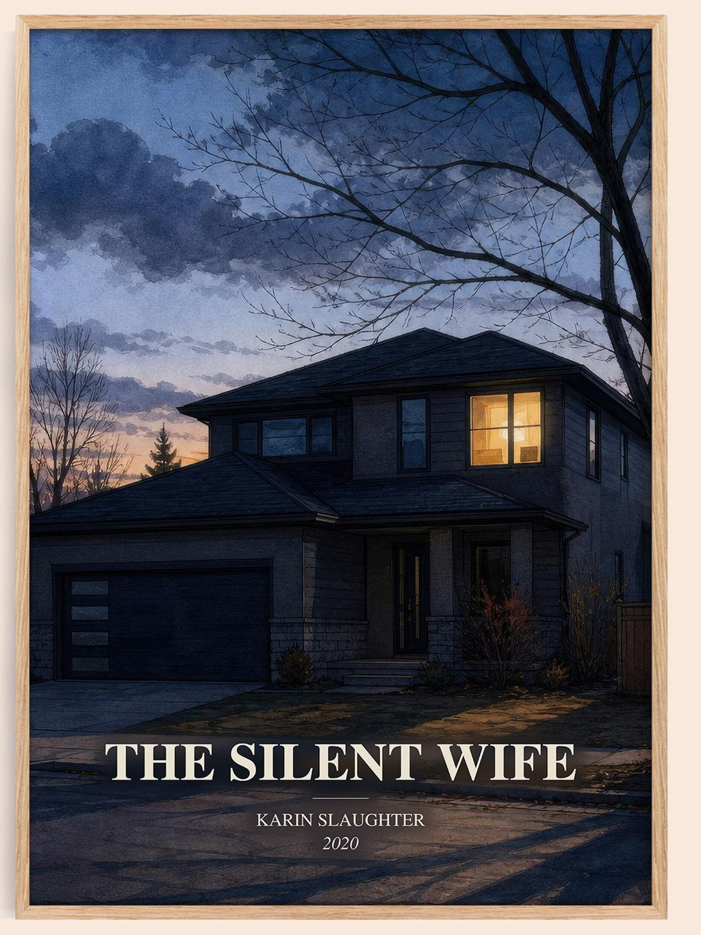 The Silent Wife watercolour book poster by Karin Slaughter – framed literary art print