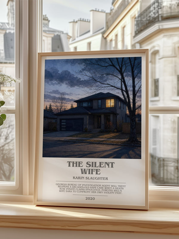 The Silent Wife Bookish Wall Art by Karin Slaughter – framed print by a bright window