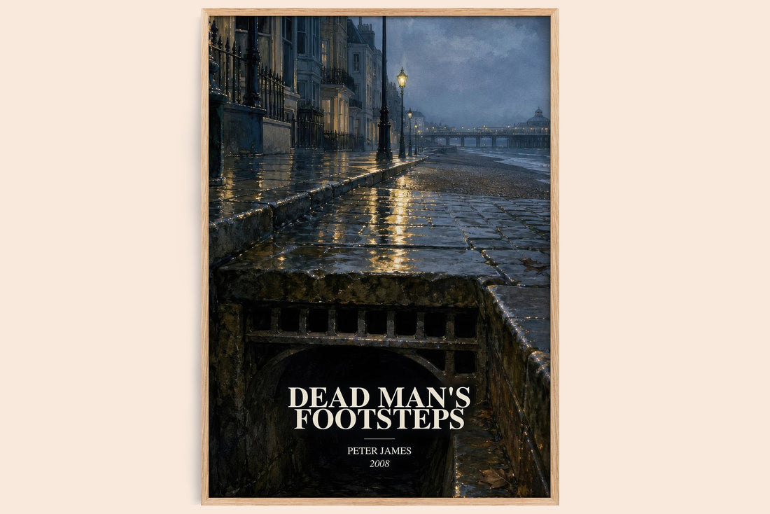 Dead Man's Footsteps watercolour book poster by Peter James – framed literary art print