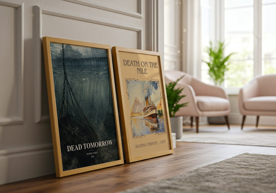 Dead Tomorrow watercolour print framed by window – literary home decor