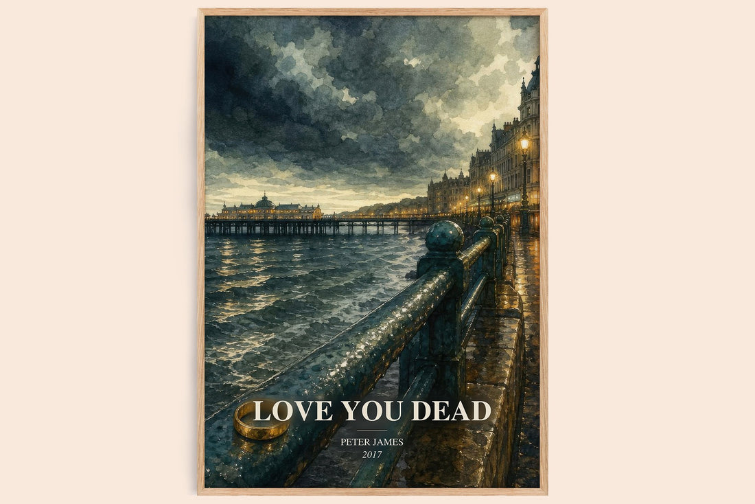 Love You Dead watercolour book poster by Peter James – framed literary art print