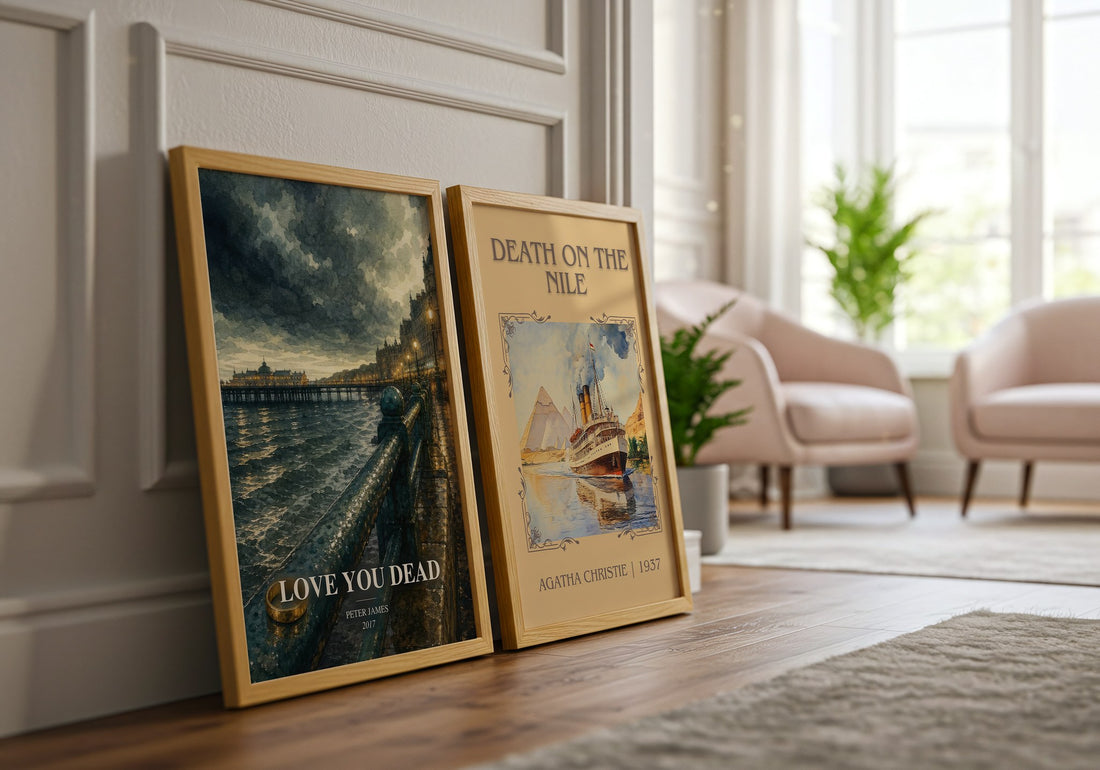 Love You Dead watercolour print framed by window – literary home decor
