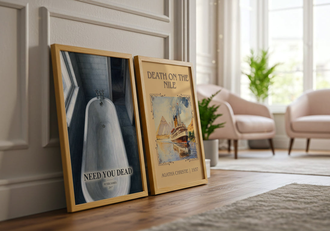 Need You Dead watercolour print framed by window – literary home decor