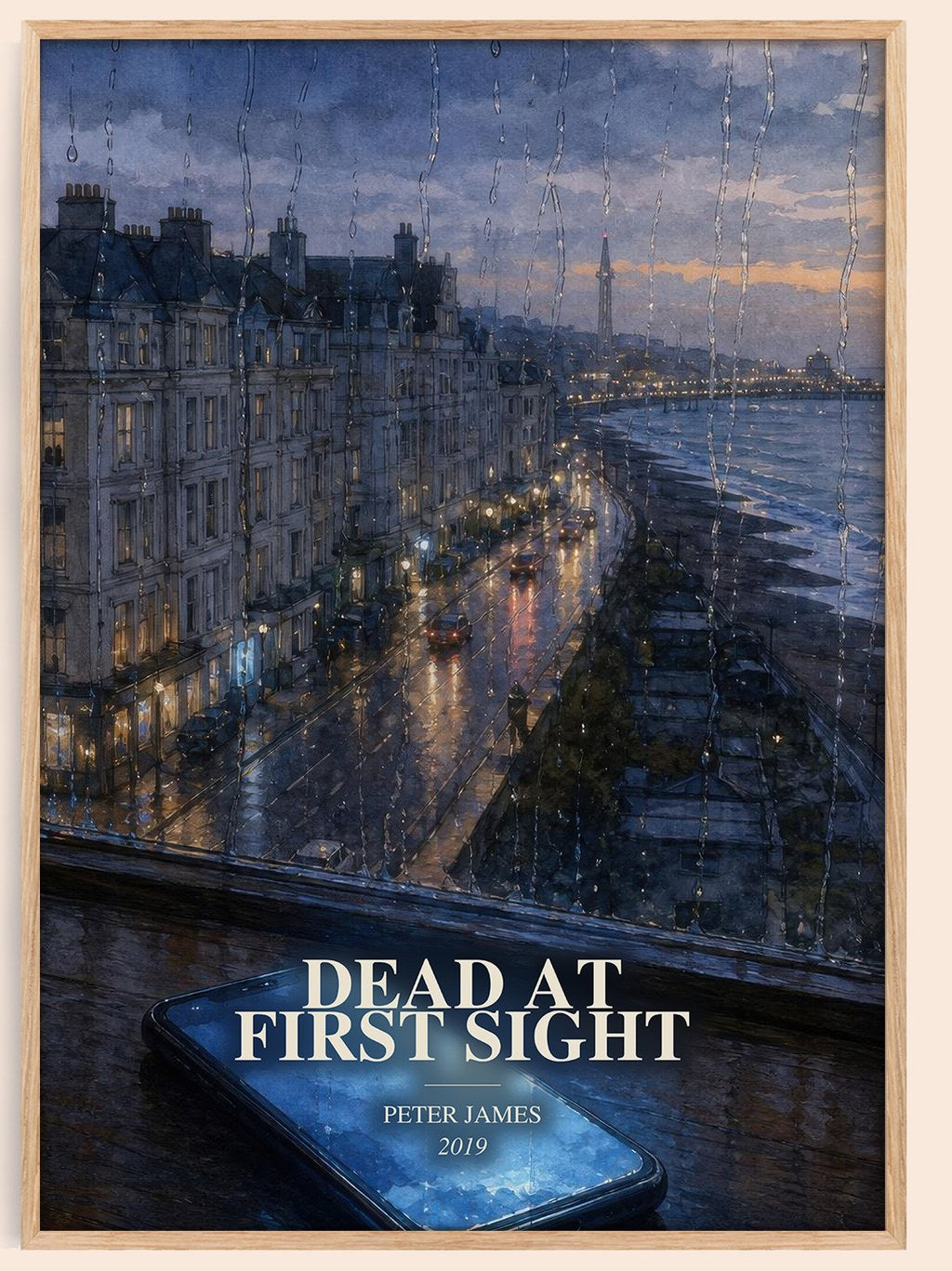 Dead at First Sight watercolour book poster by Peter James – framed literary art print