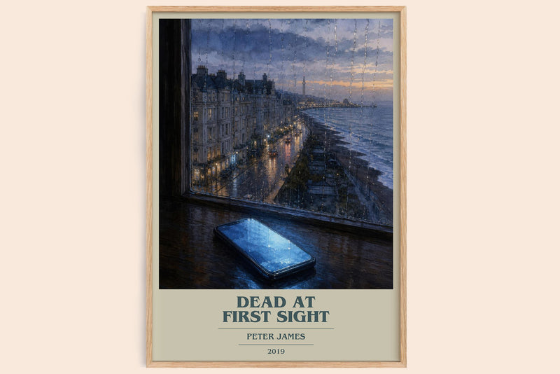 Dead at First Sight book cover book poster by Peter James – framed literary art print