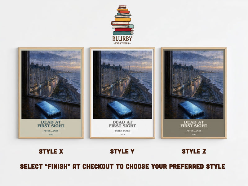 Dead at First Sight book cover print in frame leaning in hallway – crime wall art
