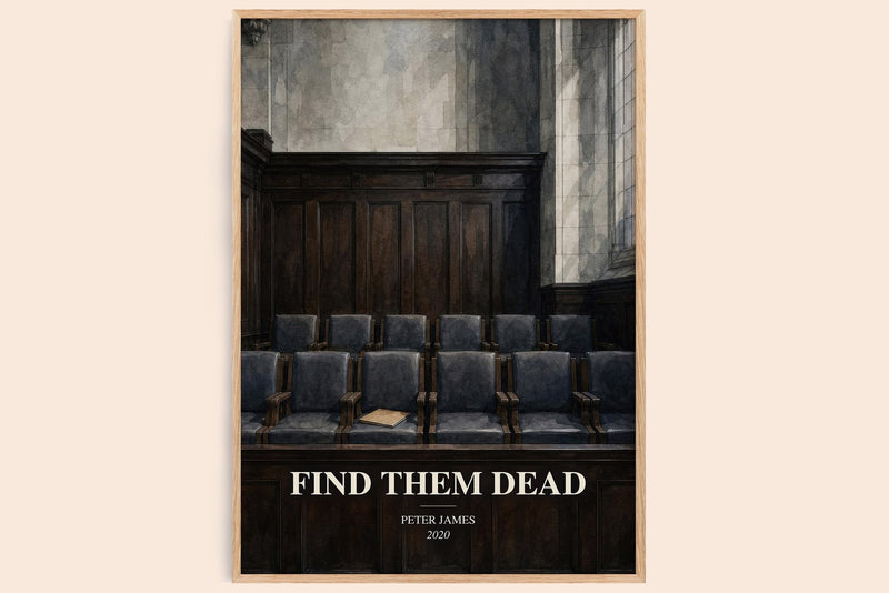 Find Them Dead watercolour book poster by Peter James – framed literary art print