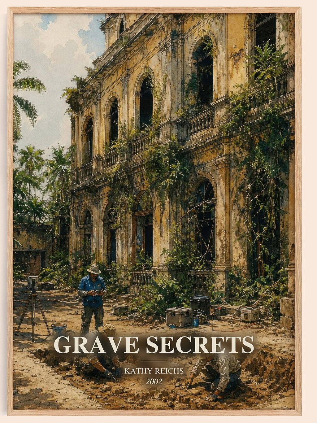 Grave Secrets watercolour book poster by Kathy Reichs – framed literary art print