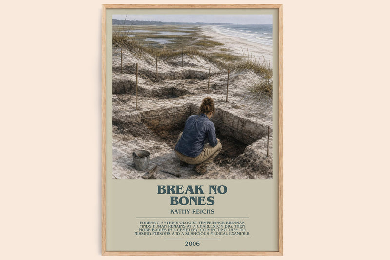 Break No Bones bookish book poster by Kathy Reichs – framed literary art print