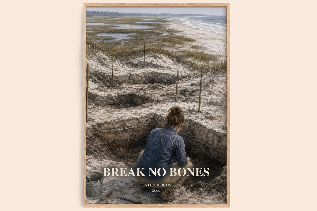 Break No Bones watercolour book poster by Kathy Reichs – framed literary art print