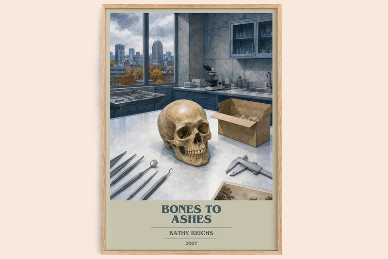 Bones to Ashes book cover book poster by Kathy Reichs – framed literary art print