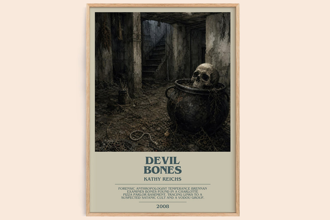 Devil Bones bookish book poster by Kathy Reichs – framed literary art print