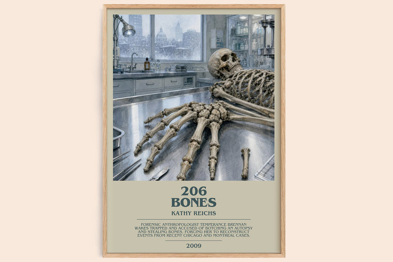206 Bones bookish book poster by Kathy Reichs – framed literary art print