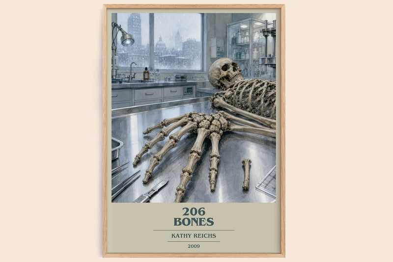 206 Bones book cover book poster by Kathy Reichs – framed literary art print