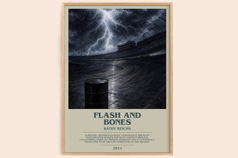 Flash and Bones bookish book poster by Kathy Reichs – framed literary art print