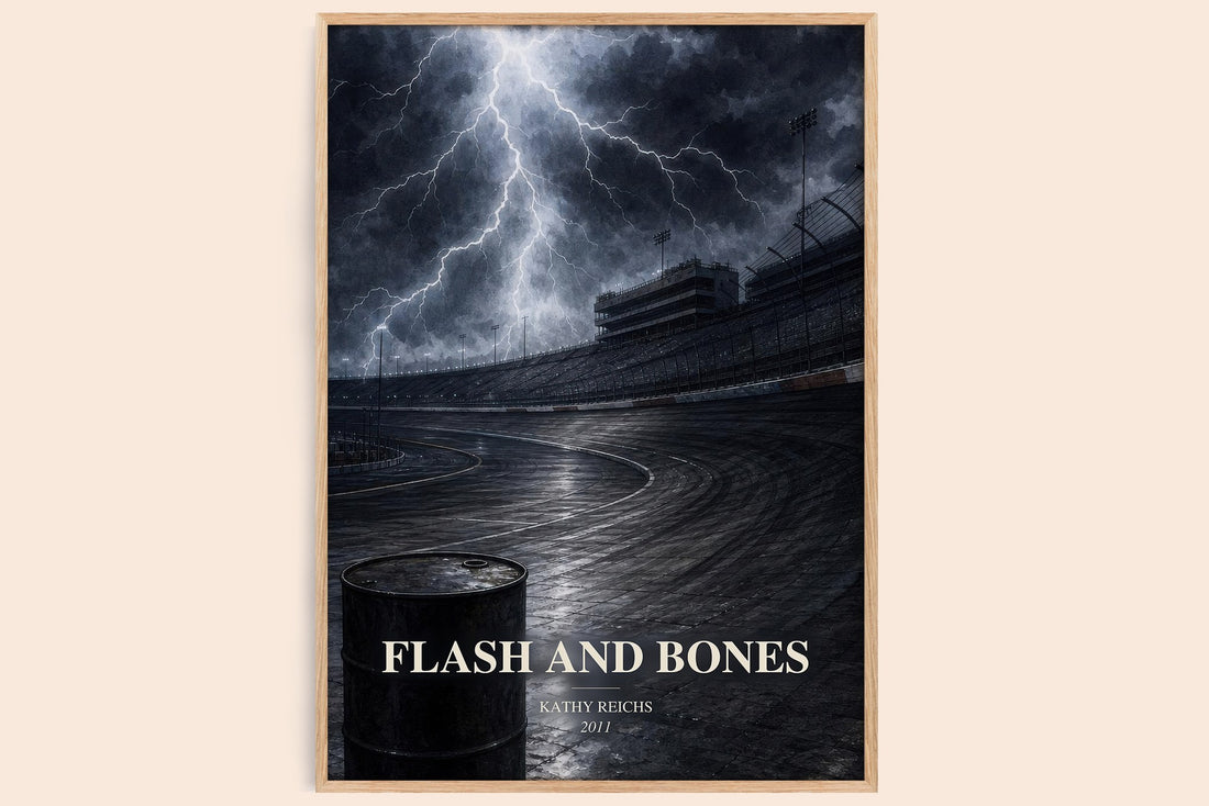 Flash and Bones watercolour book poster by Kathy Reichs – framed literary art print