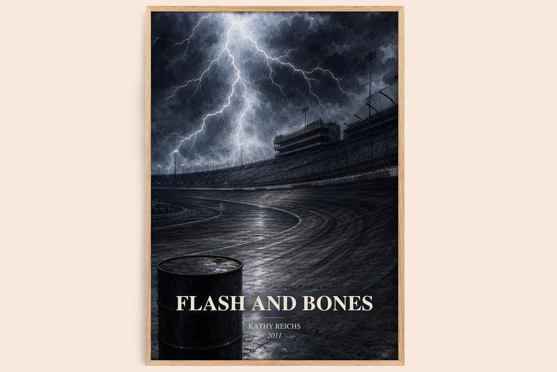 Flash and Bones watercolour book poster by Kathy Reichs – framed literary art print