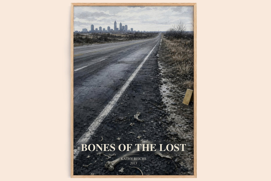 Bones of the Lost watercolour book poster by Kathy Reichs – framed literary art print