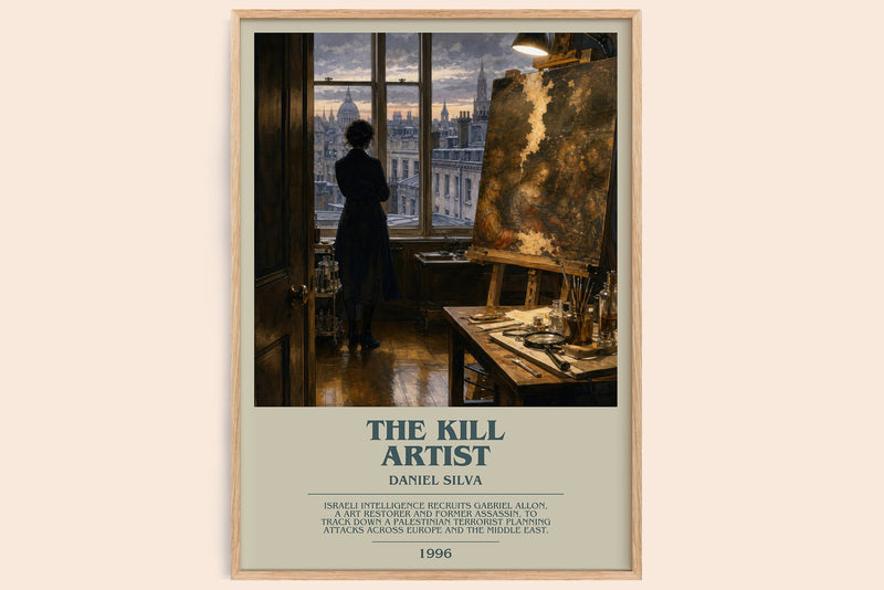 The Kill Artist bookish book poster by Daniel Silva – framed literary art print