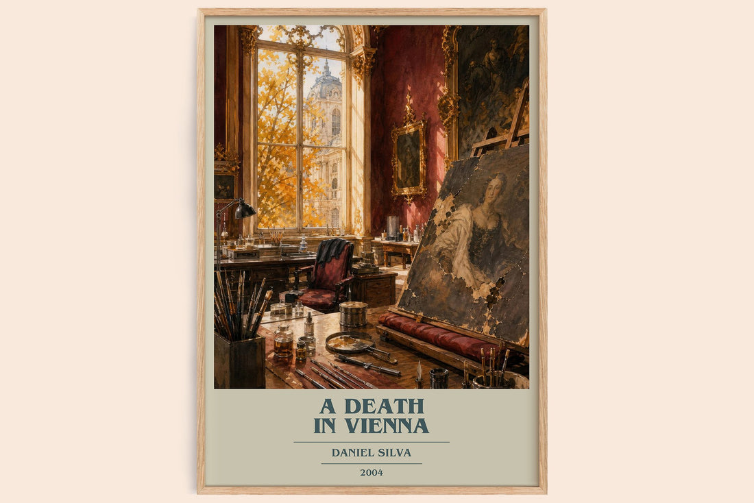 A Death in Vienna book cover book poster by Daniel Silva – framed literary art print